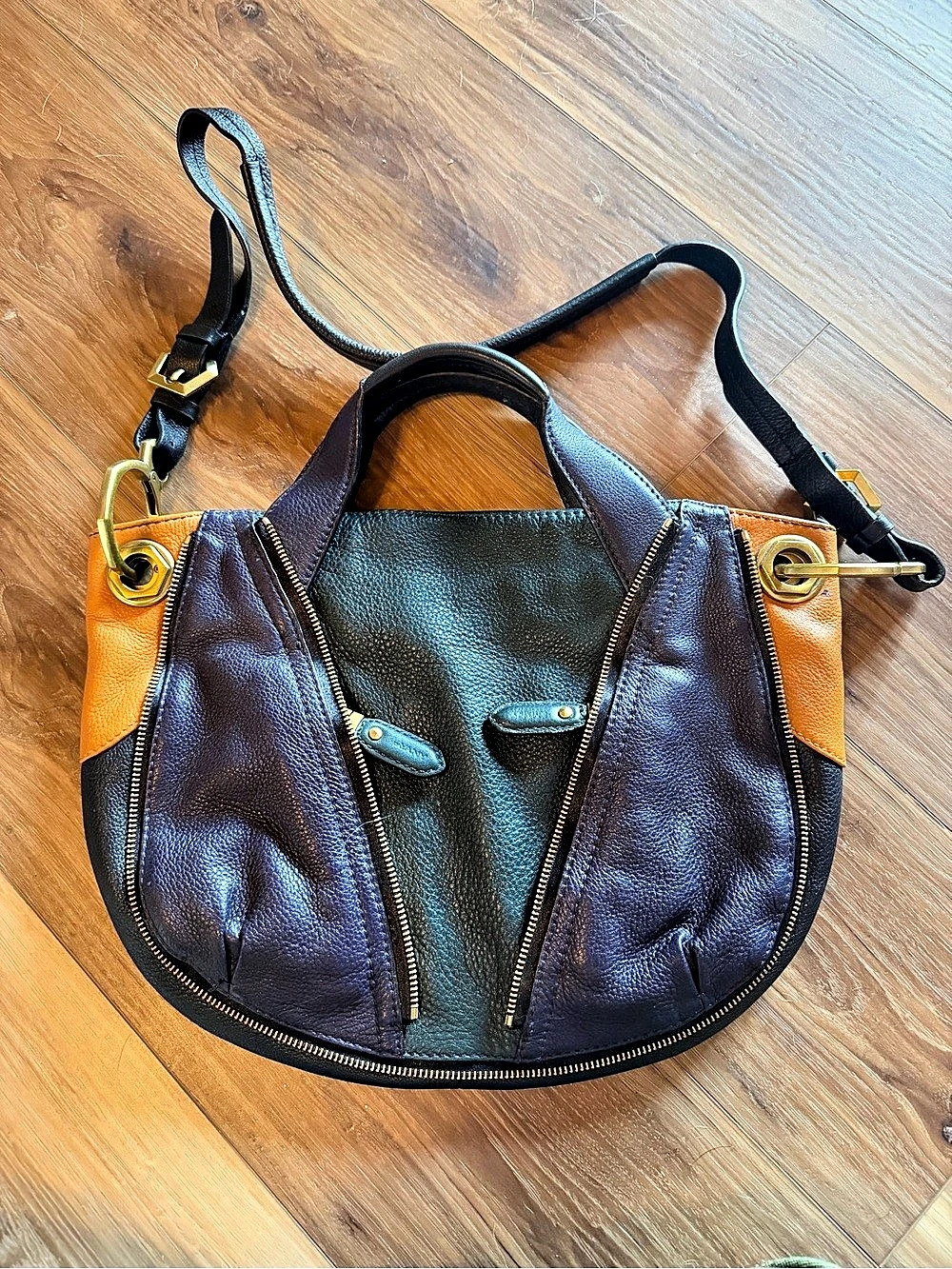 orYANY Leather Colorblock Shoulder Bag
